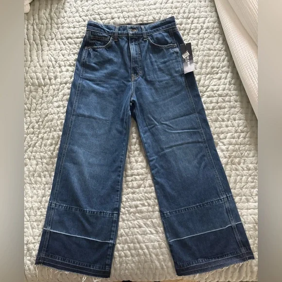 Veronica Beard Taylor Cropped High Rise Wide Jeans - Picture 2 of 7